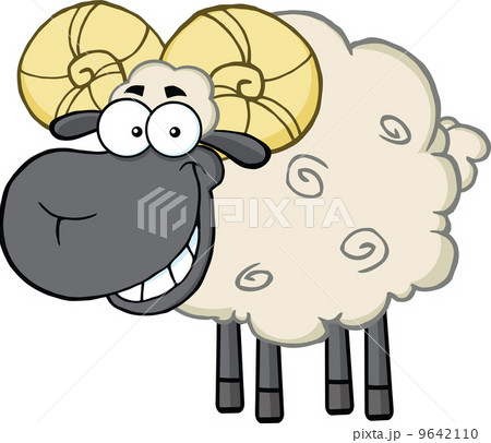 Smiling Black Head Ram Sheep Cartoon Mascot Character Smiling Black Head Ram Sheep Cartoon Mascot Character 9642110