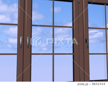 Sky seen through an wooden window 9642434
