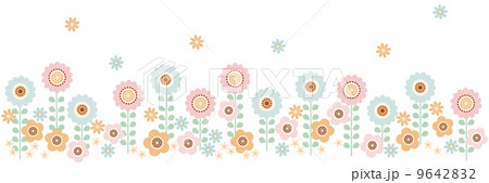 北欧風花柄ボーダー・パステルカラー 9642832