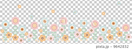 北欧風花柄ボーダー・パステルカラー 9642832