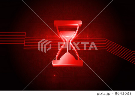 Shiny red hourglass on black background 9643033