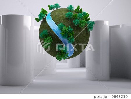 Earth floating between cylinders Earth floating between cylinders 9643250