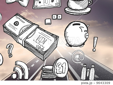 Illustrations over streets in sky Illustrations over streets in sky 9643309