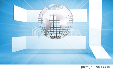 Silver globe on blue abstract background Silver globe on blue abstract background 9643346