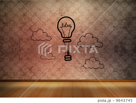 Light bulb graphic in empty brown room Light bulb graphic in empty brown room 9643745
