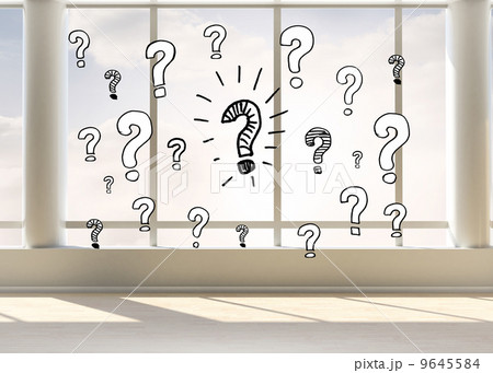 Question marks in bright room 9645584