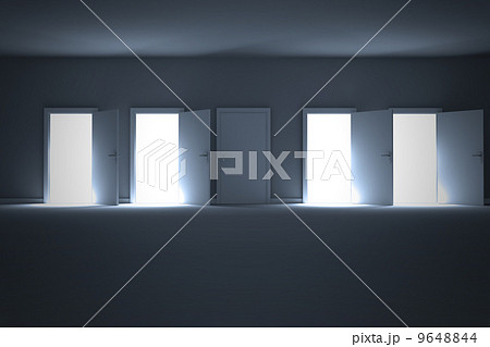 Many doors opening revealing light Many doors opening revealing light 9648844