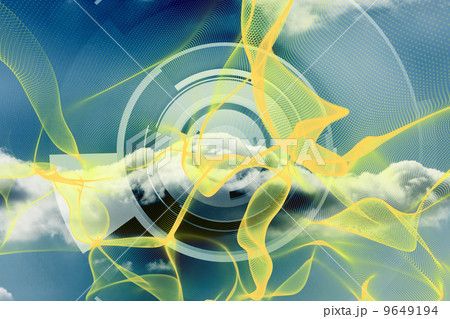 Yellow lines with cloud design on a futuristic structure Yellow lines with cloud design on a futuristic structure 9649194