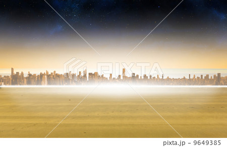 Cityscape on the horizon 9649385