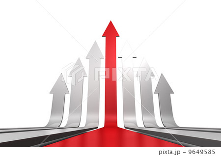 Red arrow pointing up with grey arrows 9649585