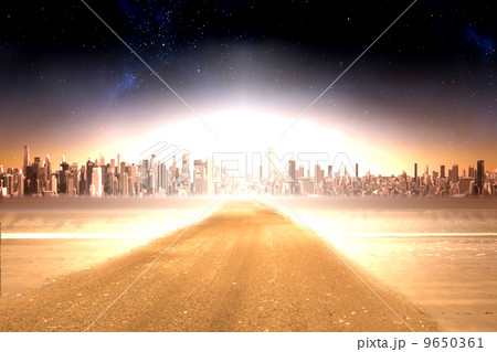 Large city on the horizon 9650361