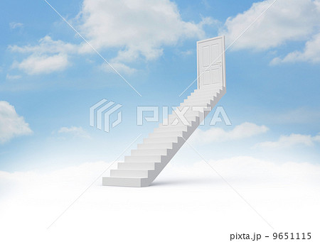 Steps leading to closed door in the sky 9651115