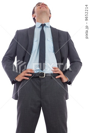 Happy businessman with hands on hips 9652214