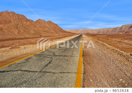 Road through red mountains in Timna park, Israel. Road through red mountains in Timna park, Israel. 9652638