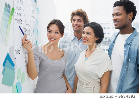 Artists in discussion in front of whiteboard Artists in discussion in front of whiteboard 9654592