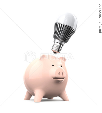 豚の貯金箱とLED電球 9659172