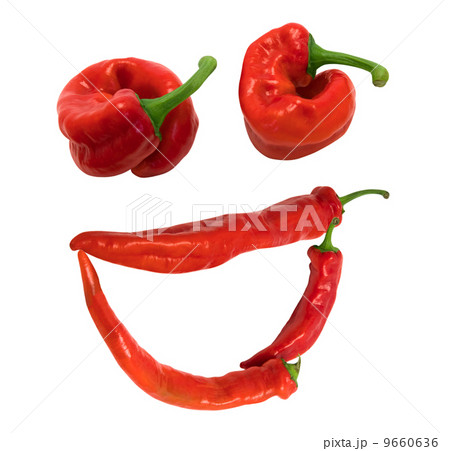 Smile "grin" composed of red chili peppers Smile "grin" composed of red chili peppers 9660636
