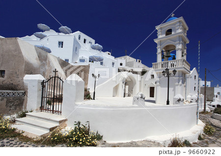 Santorini island with famous churches in Greece 9660922