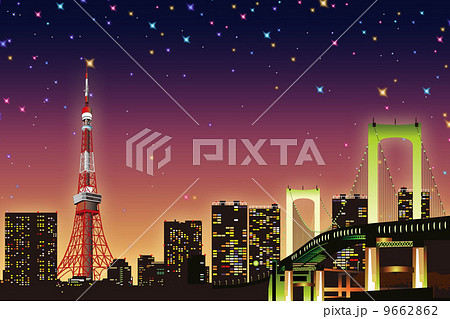東京夜景のイメージイラストのイラスト素材 9662862 Pixta