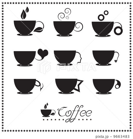 Coffee cup icon set, Tea cup, Vector illustration. 9663483