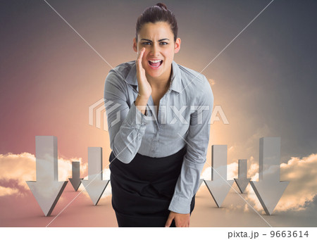 Composite image of businesswoman shouting 9663614