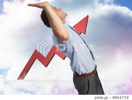 Composite image of businessman standing with hands up Composite image of businessman standing with hands up 9663719