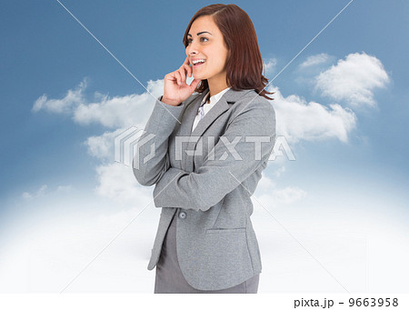 Composite image of happy businesswoman Composite image of happy businesswoman 9663958