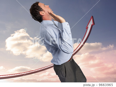 Composite image of businessman standing with arms pushing up Composite image of businessman standing with arms pushing up 9663965