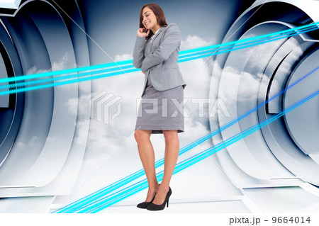 Composite image of smiling thoughtful businesswoman 9664014
