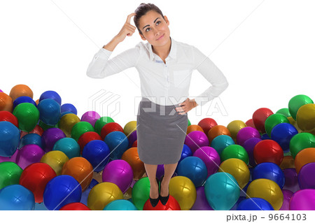 Composite image of smiling thoughtful businesswoman Composite image of smiling thoughtful businesswoman 9664103