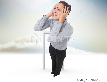 Composite image of desperate businesswoman 9664286