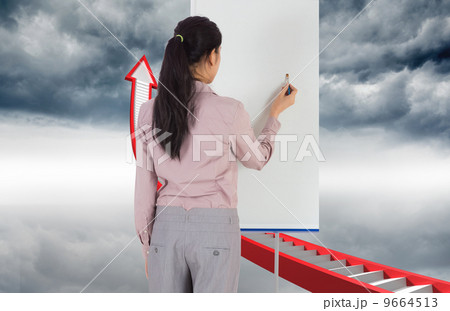 Composite image of businesswoman painting on an easel Composite image of businesswoman painting on an easel 9664513