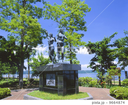 青森県　小川原湖 9664874