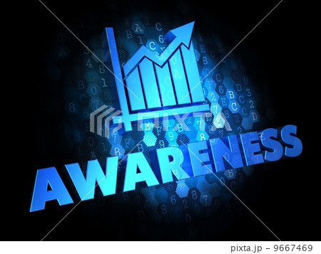 Awareness Concept on Dark Digital Background. Awareness Concept on Dark Digital Background. 9667469