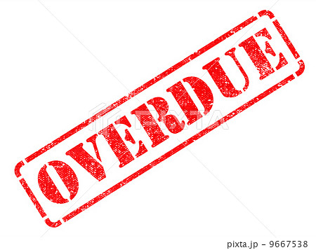 Overdue - Inscription on Red Rubber Stamp. 9667538