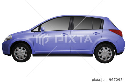 Blue metallic car isolated on white 9670924