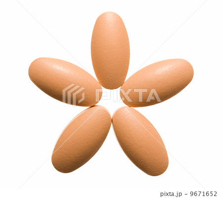 Star of five drug pills on white 9671652