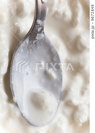 Macro close-up cottage cheese. Diet and healthy nutrition. 9672849