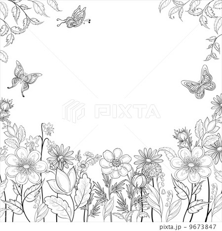 Flower background, contours 9673847