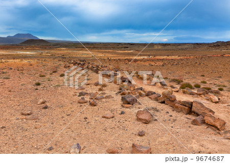 Stone Desert at Geothermal Area Hverir, Iceland 9674687