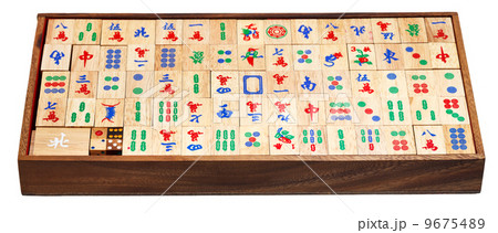 mahjong game tiles in box isolated on white mahjong game tiles in box isolated on white 9675489