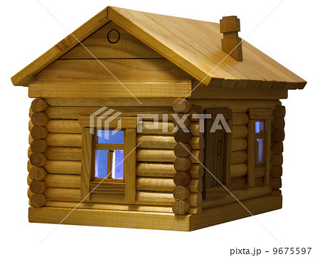 blue light in window of wooden log house at night blue light in window of wooden log house at night 9675597