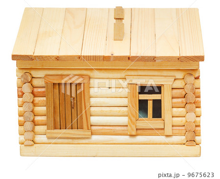 front view of wooden log house 9675623