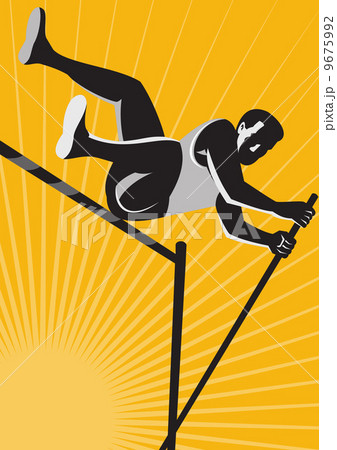Track and Field Athlete Pole Vault High Jump Retro Track and Field Athlete Pole Vault High Jump Retro 9675992
