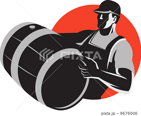 Man Carrying Wine Barrel Cask Keg Retro Man Carrying Wine Barrel Cask Keg Retro 9676006