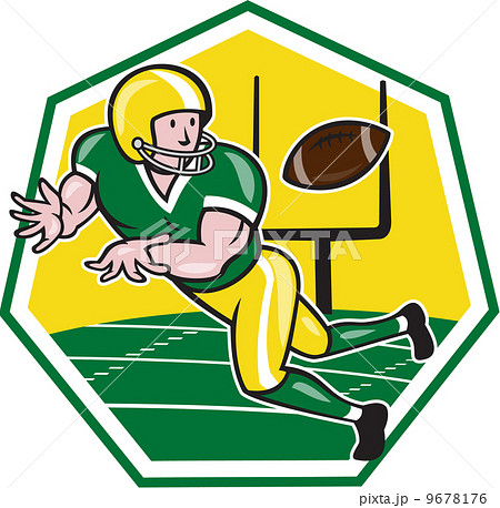 American Football Wide Receiver Catching Ball Cartoon 9678176