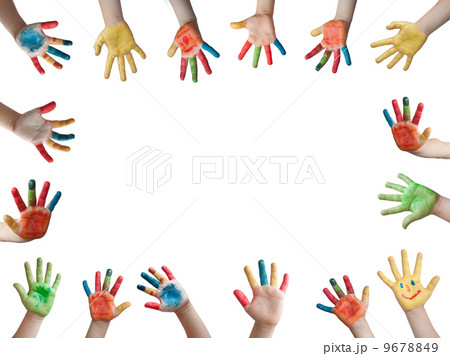 Children painted hands Children painted hands 9678849
