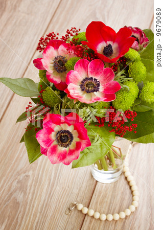 posy  of  red anemone flowers 9679089