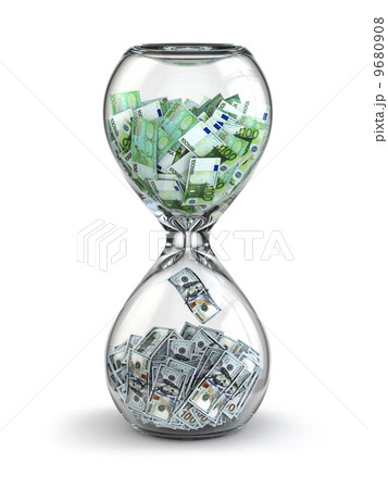 Stock exchange. Hourglass, dollar and euro. Stock exchange. Hourglass, dollar and euro. 9680908