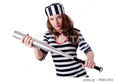 Convict criminal in striped uniform 9681083